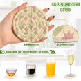 thumbnail image 2 of Yayeee 6 PCS Drink Coasters with Holder Set Woven Absorbent Round Tabletop Hot Pad, Pastel Green Geometric, 2 of 7