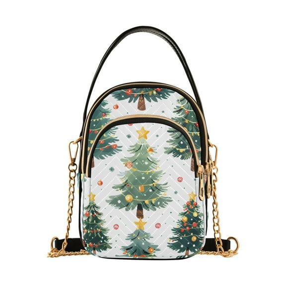 joogoo Women Christmas Tree Pattern Chain Crossbody Bags Shoulder Handbag Phone Purse