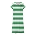 thumbnail image 3 of Womens Fashion Short Sleeve A-Line Dresses Party Summers Loose Fit Stripe Dress V Neck, 3 of 4