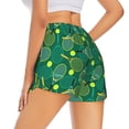 thumbnail image 2 of Uemuo Tennis Rackets and Balls Pattern Women's Athletic Shorts High Waisted Running Shorts with Liner Pockets Gym Elastic Workout Shorts-, 2 of 9