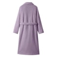 thumbnail image 4 of Women's Double Sided Plush Knee Length Robe, Belted Shawl Collar Bathrobe with Pockets, Soft Flannel Sleepwear, Cozy Long Loungewear, Warm Fleece Open Front Gown Purple One Size, 4 of 7
