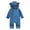 Blue, variant on Kids Hooded Romper Thermal Fleece Crawling Suit Winter Playtime Romper Non-Slip Footie Pajamas Cold Weather Sleepwear