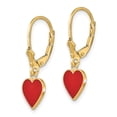 thumbnail image 2 of 14k Yellow Gold Polished Enameled Heart Dangle Leverback Earrings, 2 of 7