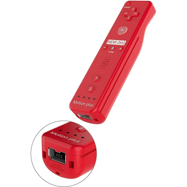 Wii Controller Compatible with Nintend Wii, Wii U with Motion Plus, 1 Pack Wii  Remote and Nunchuck Controller with Silicone Case and Wrist Strap (Red) 