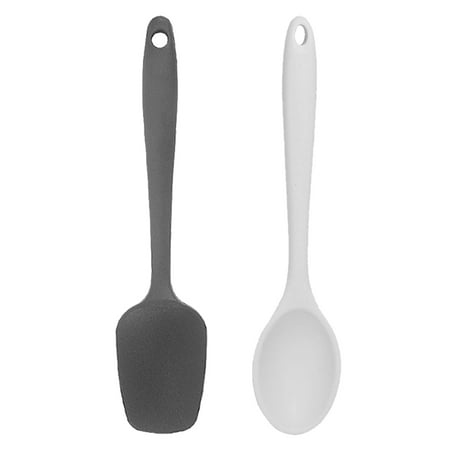 

Kitchen Utensil Small 2 Piece Set Mini Silicone Kids Kitchen Tools Whisk Spatula Small Solid Color Black + White