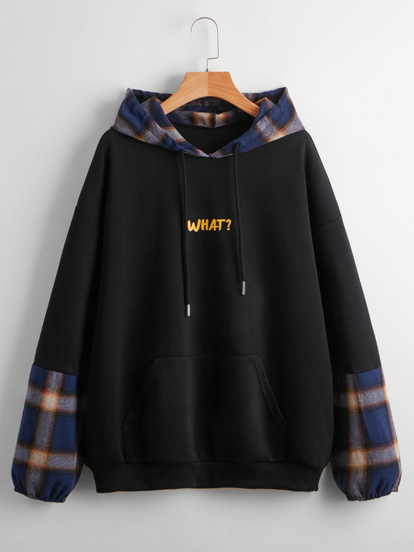 Women's Letter Graphic Contrast Plaid 