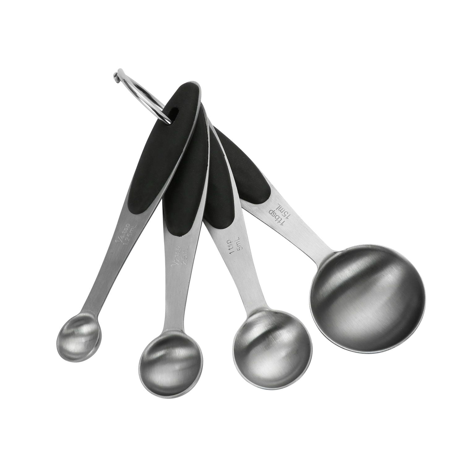Mainstays 4-piece Stainless Steel Measuring Spoons on Storage Ring