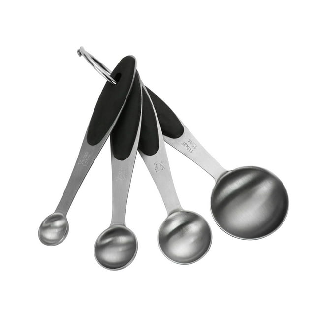Mainstays 4-piece Stainless Steel Measuring Spoons on Storage Ring