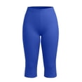 thumbnail image 6 of Women's Plus Size Yoga Capri, Elastic Waist Solid Color Split Hem Bow Detail, Stretch Capris for Women for Casual Fitness Daily | TruHer,Blue 5XL, 6 of 8