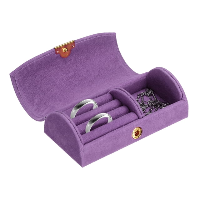 Caja de Joyería de Viaje Pequeña Uxcell, Caja para Anillos, Organizador de Almacenamiento de Joyería Portátil para Anillos, Collares, Pendientes, Regalo para Mujeres y Niñas con Caja de Regalo, Morado