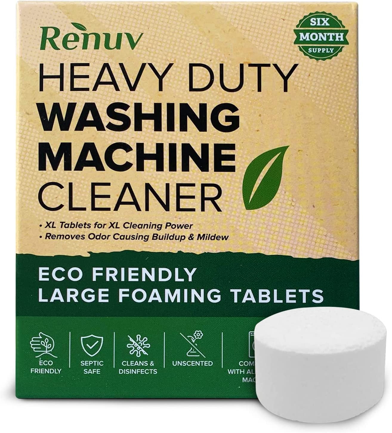 Renuv Washing Machine Cleaner Descaler For Front Load, Top Load or HE