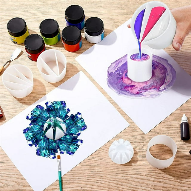 8Pc Paint Pour Cup Bundle Paint Pouring Cup Multi Channel Split Cup for Paint Pouring for DIY Making Resin Acrylic Paint