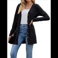 thumbnail image 2 of Cárdigan de Otoño para Mujer, de Punto Suave, de Larga, Abierto Al Frente y con Bolsillos. Negro XL, 2 of 8