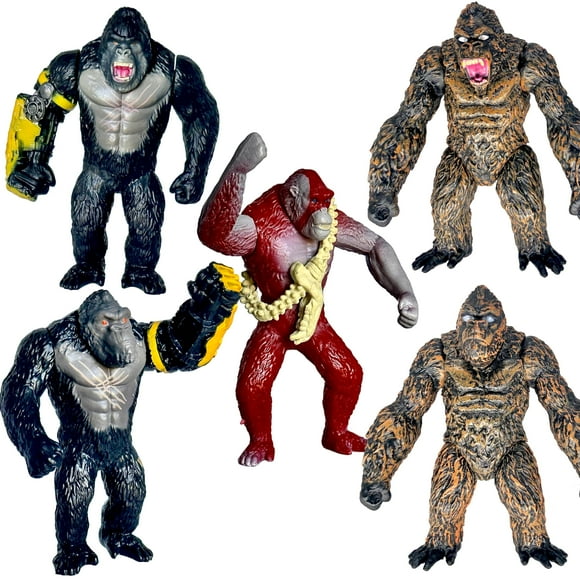 TwCare Set of 5 Godzilla x Kong: The New Empire, Dinosaur Dragon Toys Action Figures, Evolved Basic Exquisite Battle Roar B.E.A.S.T. Glove Shimo Frost Bite Mecha King Ghidorah Cake Toppers Pack