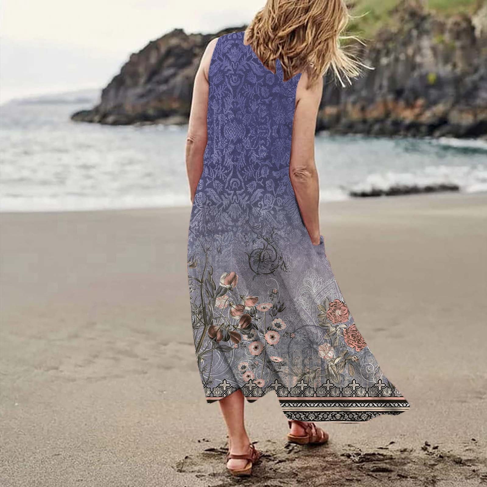 WILLBEST Gris Clair Dress Mode Femme Col Rond Décontracté Imprimé