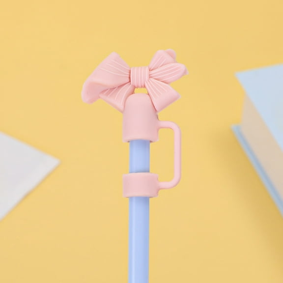 Masteelf 4-Pack Straw Cap Dust Plug Toppers with Bows for Tumblers and Straws