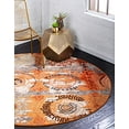 thumbnail image 1 of Unique Loom Estrella Collection Tapis Rond Moderne Abstrait, 8 Pieds, Orange/Beige, 1 of 5
