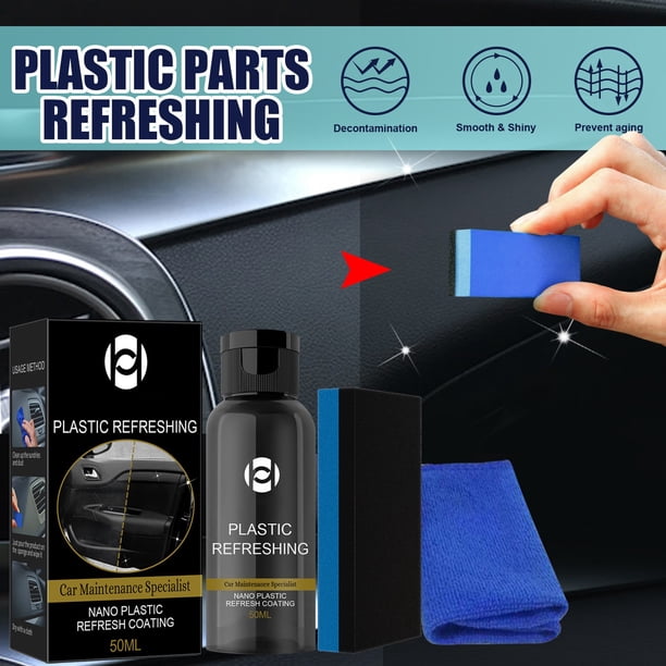 Recubrimiento Refrescante de Plástico para Piezas de Plástico de Automóviles, Agente de Recauchutado, Agente de Limpieza Interior Automotriz, 30/50 Ml