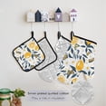 thumbnail image 5 of 5 Pcs Kitchen Set Heat Resistant Oven Mitts and Non-Slip Pot Holders with Adjustable Cooking Apron Lemons Flowers Butterflies, 5 of 6