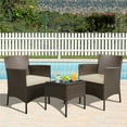 thumbnail image 4 of Yaheetech 3-Pieces Patio Wicker Chairs and Table Set for Garden Deck, Brown/Khaki, 4 of 7