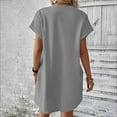 thumbnail image 3 of Women's Casual Plain Basic T Shirt Dress Summer Short Sleeve Comfort Nightgown Crew Neck Loose Dresses with Pockets, 3 of 5