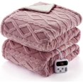 thumbnail image 1 of 84x90 Heated Throw Blanket with Thick Tufted Cable Pattern,10 Heat Levels&10Timer Settings,Electric Throw with Intelligent Temperature Control,Machine Washable,Fast Heating，Pink, 1 of 9