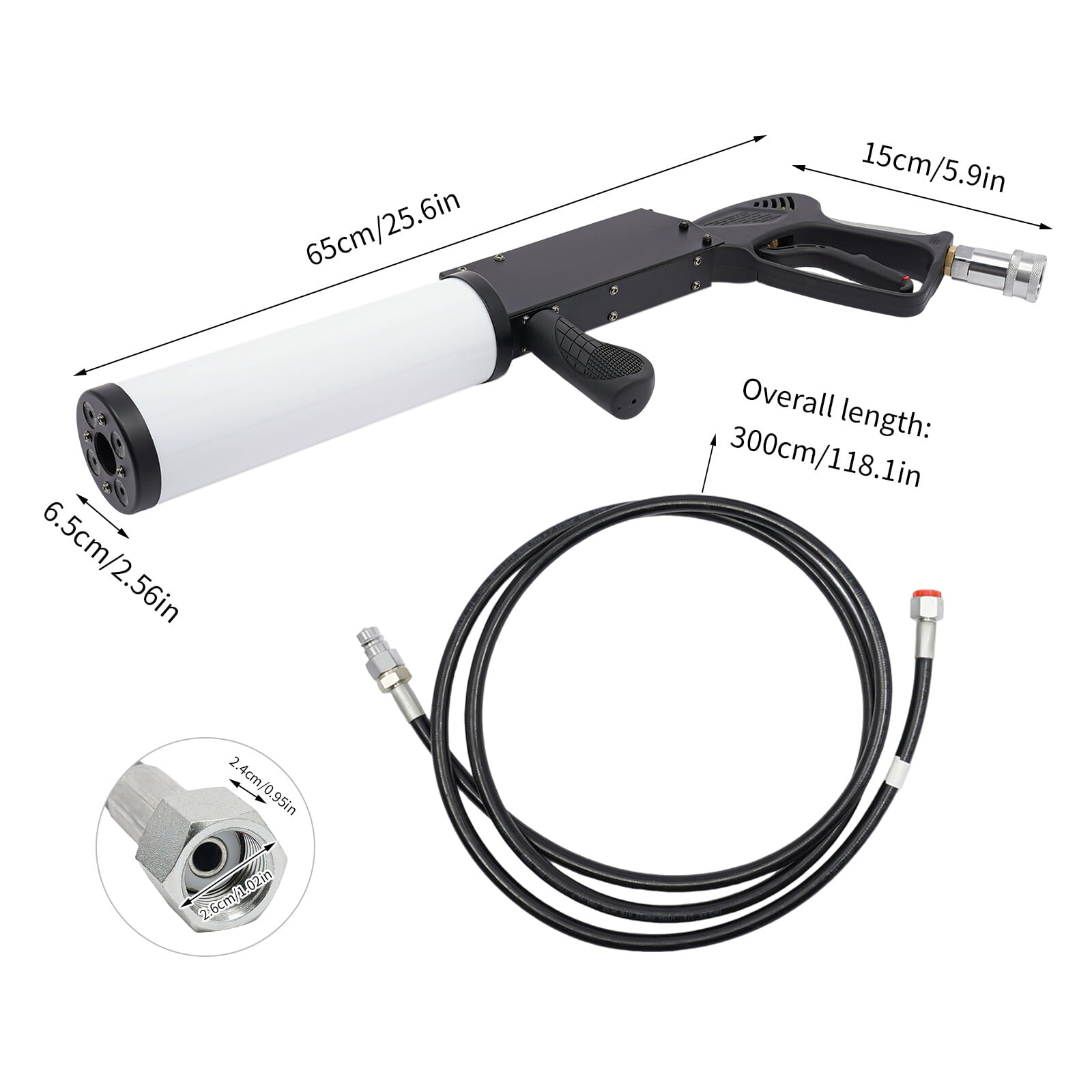 Black White Handheld Fog Gun LED CO2 Fog Cannon Special Effects Fog Machine Gun Party Bar DJ for Weddings
