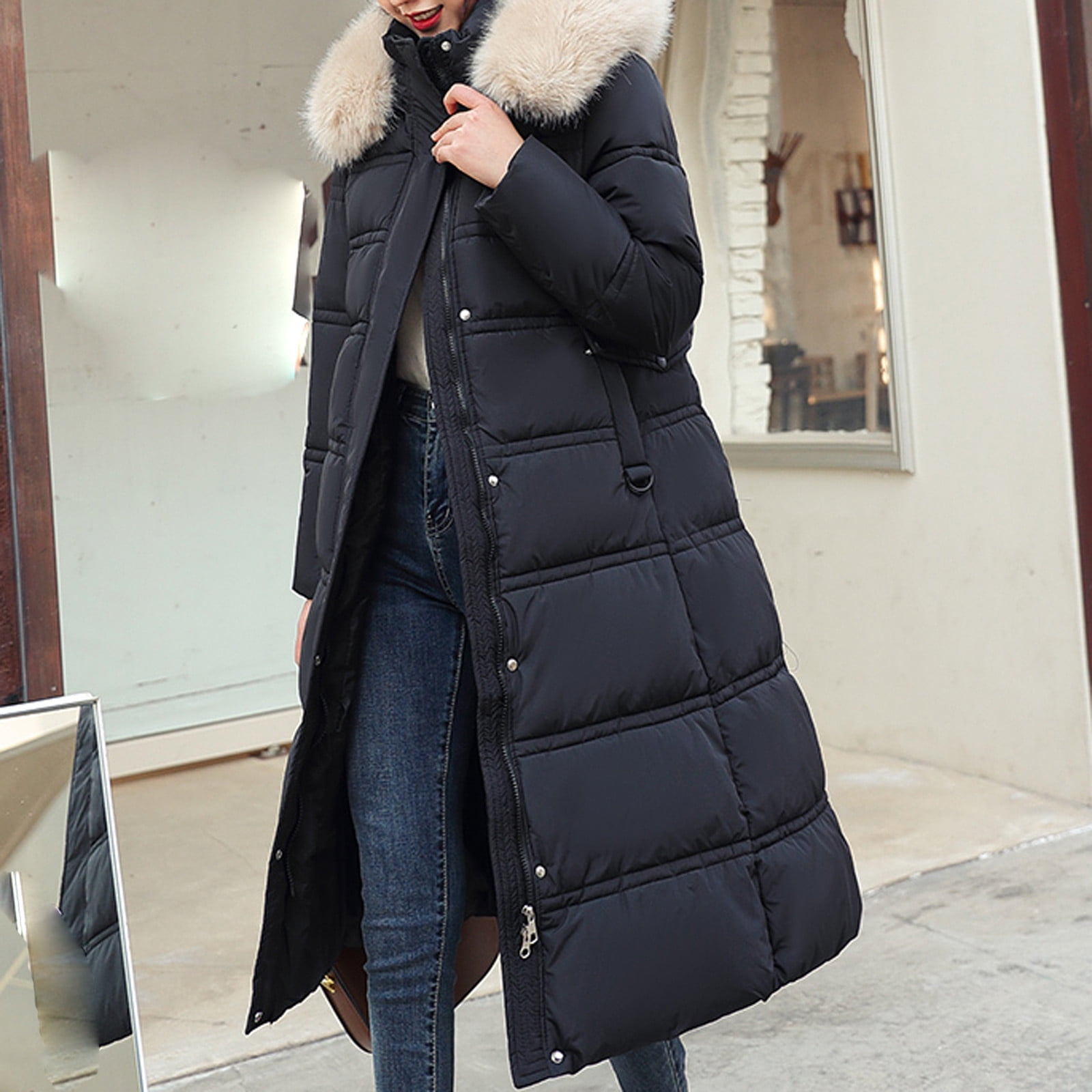  Long Down Coats for Women Puffer Overcoat with Faux Fur Hood Womens  Coats Winter Clearance Prime My Orders Placed Recently By Me ropa termica  hombre frio extremo Deals of the Day