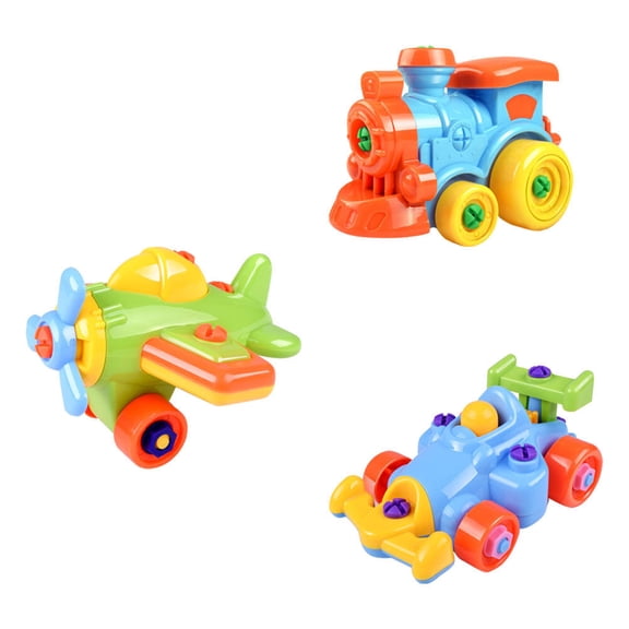 IBASETOY 3Pcs Plastic Train Plane Kart Toy Assorted Color For Socialization Encouragement