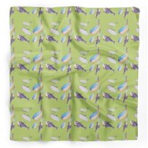 Bimba Green Whale Ocean Pure Silk Printed Head Bandanas Summer Neck Wrap Scarf 40 x 40 Inches