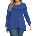 thumbnail image 2 of WellSize Plus Size Women Tunic Tops Casual Crew Neck Long Sleeve Blouses Dressy Pleated Fall Shirts, 2 of 9