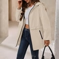 thumbnail image 6 of Dvprdro Women Water Resistant Zip Up Hooded Jacket Long Sleeve Ruffle Drawstring Waist Versatile Casual Outerwear with Zipper Side Pockets for Daily Outdoor Spring Autumn Wear, 6 of 8