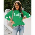 thumbnail image 3 of Sudadera FAYALEQ para mujer con lentejuelas para el Día de San Patricio, Lucky Green, 3 of 7