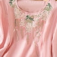 thumbnail image 6 of Womens Casual Summer T Shirts Crew Neck Basic Fashion Y2K Spring 2026 Linen Tops Half Sleeve Embroidered Print Tees, 6 of 7