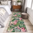 thumbnail image 3 of Pink Flamingo Runner Rugs 2x6 ft Country Tropical Animal Green Monstera Leaf Plant Farm Washable Hallway Rugs Non-Slip Floor Mats Absorbent Carpet Bedside Runners for Bedroom Kitchen Bathroom Laundry, 3 of 9
