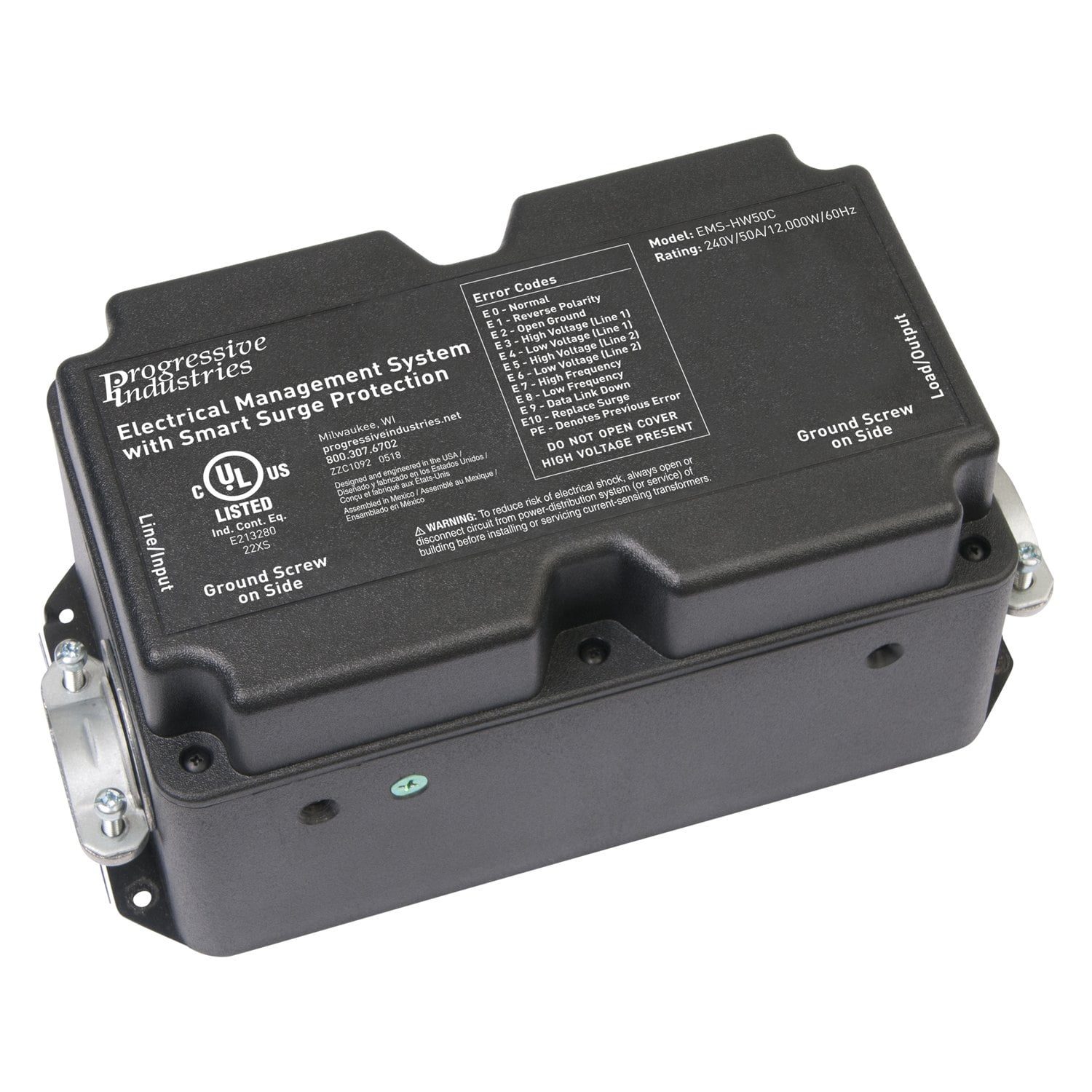 Progressive Industries EMS-HW50C Hardwired RV Electrical Management System Surge Protector With Remote Display, 50 Amp