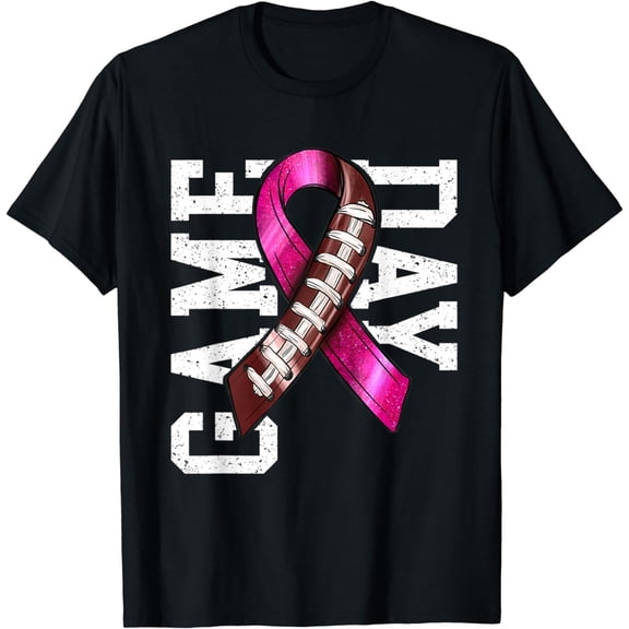 Game Day - Breast Cancer Awareness Pink Football Ribbon T-Shirt