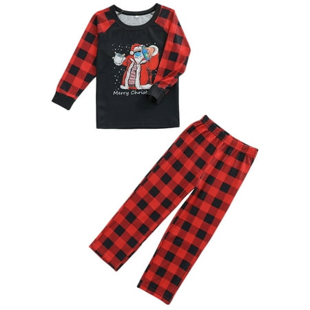 

Canrulo Family Matching Christmas Pajamas Sets Xmas Nightwear Tops and Long Pants Loungewear Sleepwear 2PCS Outfits Red Kids 3-4 Years