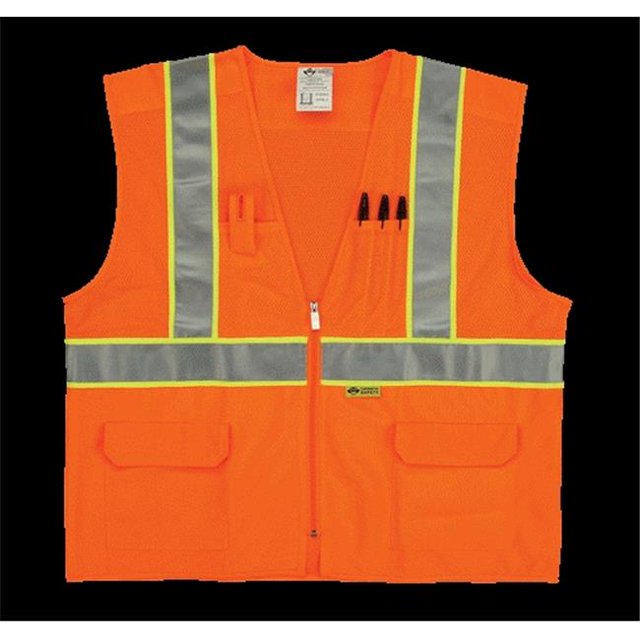 2W Class 2 Mesh And Solid, Ansi Vest - Orange, Extra Large