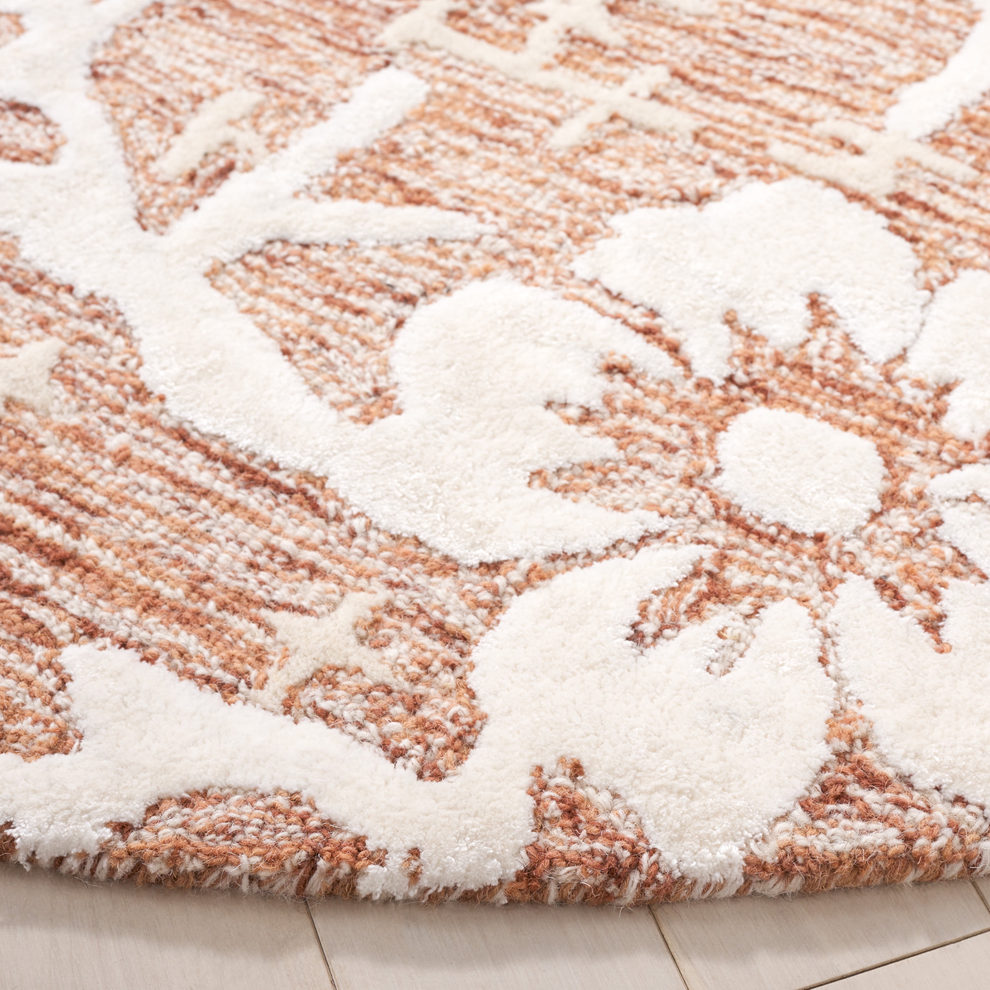 SAFAVIEH Glamour Braylon Abstract Area Rug, Rust/Ivory, 6' x 6' Round