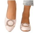 thumbnail image 4 of Womens Pointed Toe Ballet Flats with Sparkle Buckle, Slip On Comfortable Non-Slip Dress Shoes for Women, Beige,Size 9.5, 4 of 9