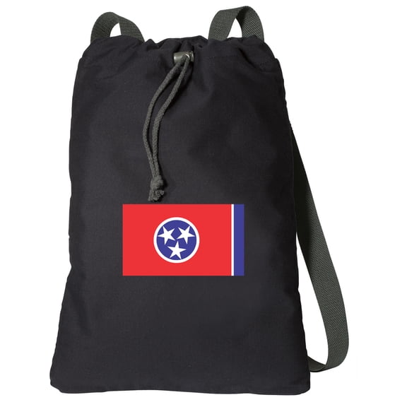 Canvas Tennessee Flag Backpack Natural Cotton Tennessee Cinch Bag Lined and with Wide Straps
