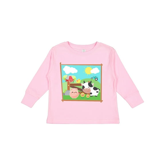 Inktastic Farm Animals with Cow, Chick and Pig Boys or Girls Long Sleeve Toddler T-Shirt