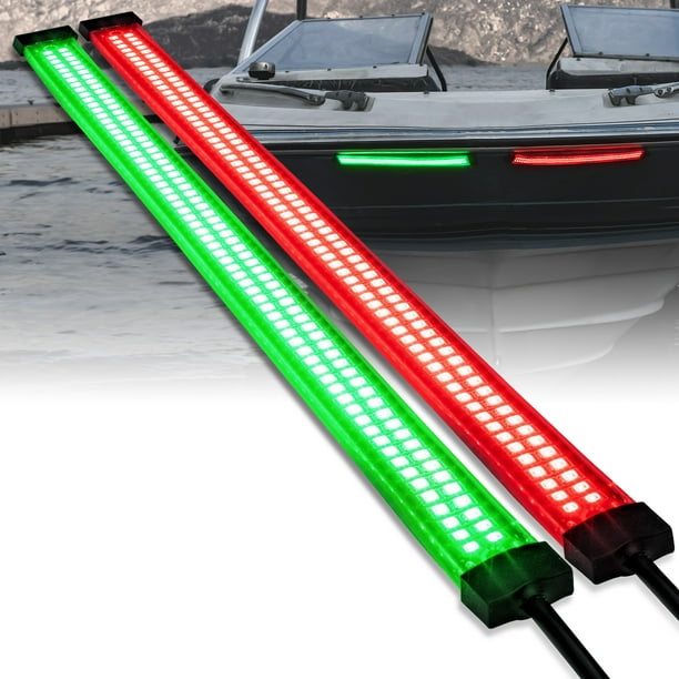 Red Green 132 LED 2Row Marine Navigation Light Strip Kit for Kayak Pontoon Boat