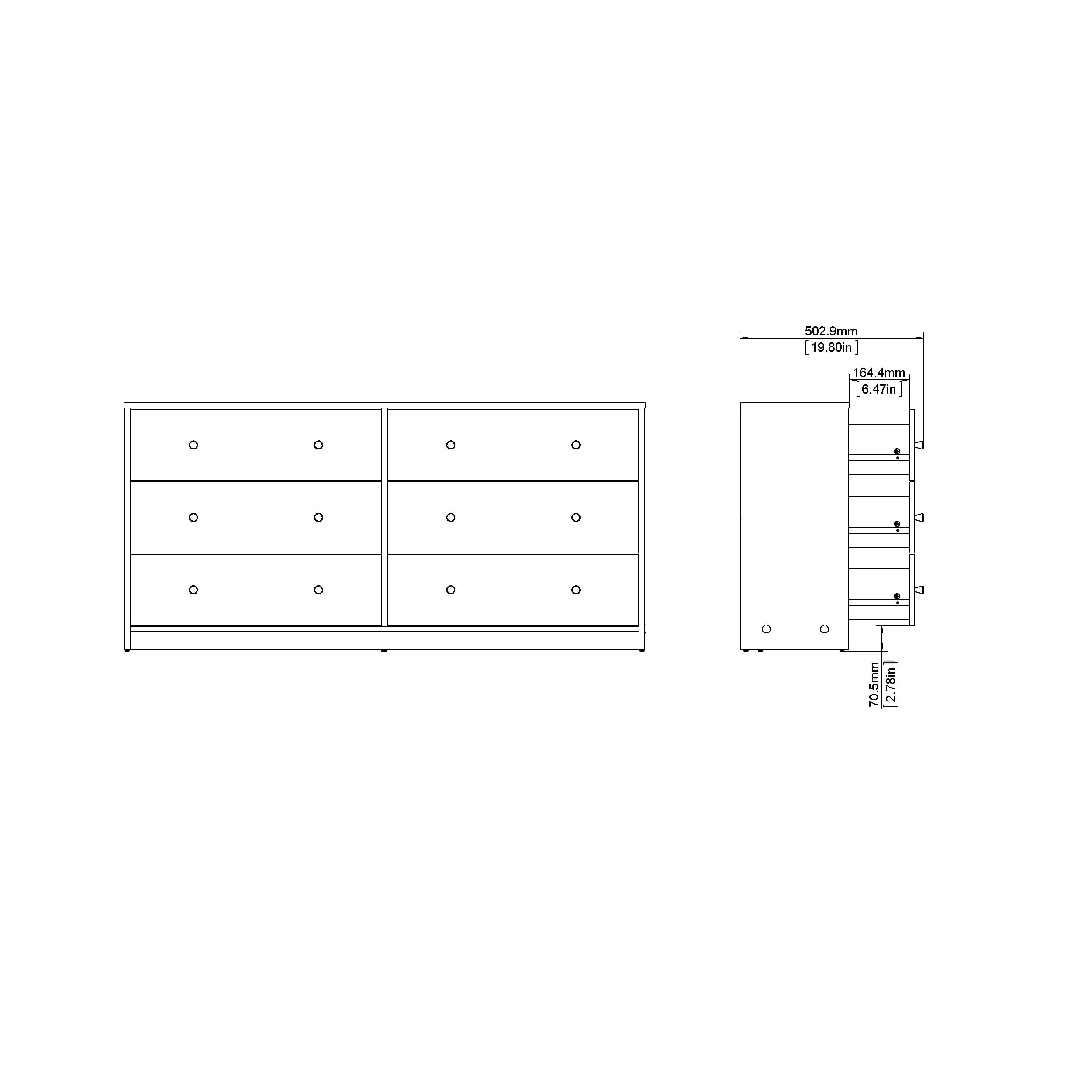 Studio 6 Drawer Double Dresser, Grey