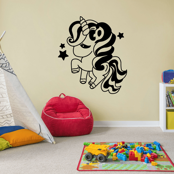 Cute Stars Unicorn Magical Unicorns Uni Corn Star Wall Sticker Art Decal for Girls Boys Kids Room Bedroom Nursery Kindergarten House Fun Home Decor Stickers Wall Art Vinyl Decoration Size (30x22 inch)