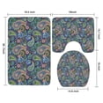 thumbnail image 3 of Blue Pioneer Flower and Paisley Pattern Bathroom Rugs Sets 3 Piece,Toilet Cover Set,Absorbent Non Slip Bathroom Mats Sets with U-Shaped Contour Rug Toilet Rug Set, 3 of 5
