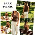 thumbnail image 2 of Women's Slim Fit Crew Neck Sleeveless Solid Color Tank Top Comfy Breathable Cute Daily Wear Casual Weekend Outfits | CSEONE,Coffee L, 2 of 9