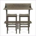 thumbnail image 6 of Balcony Bar Set 3-Piece with Bottom Shelf Table & 2 Stools, Slate Gray | Acacia Wood, 6 of 17