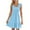 Light Blue, variant on Njagoc3 Womens Solid Color Square Neck Wide Strappy Dress - Ruffled Ruched Waist Stretchy Ruched Hem Casual Dress
